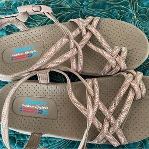 Skechers Women's Reggae positive space Sandals - Pink and Tan